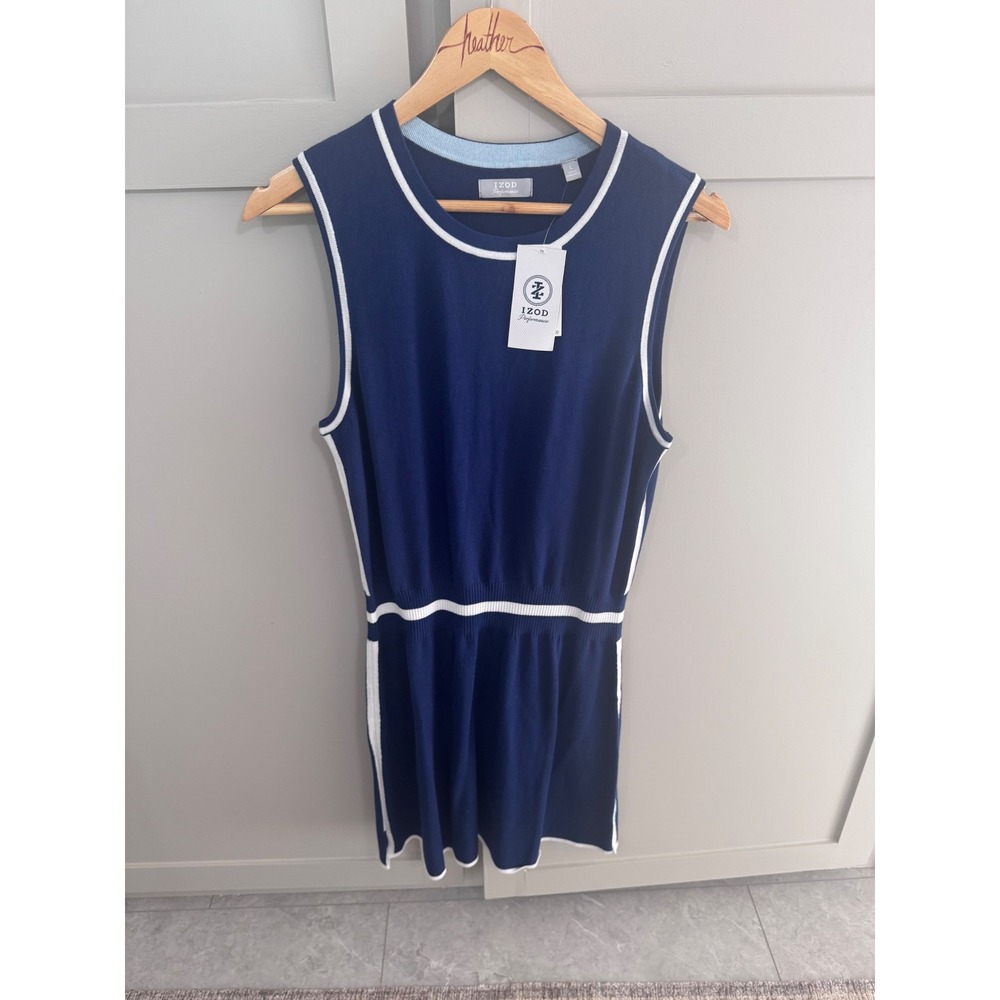 IZOD Performance Womens Sleeveless Knit Golf Dress Medieval Blue Large NWT